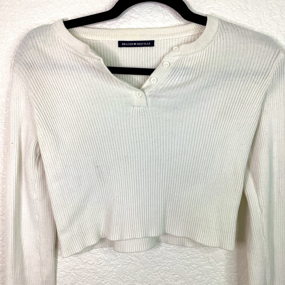 BRANDY π€ MELVILLEβ SIZE S WHITE TOP LONG SLEEVES BLOUSE GUC